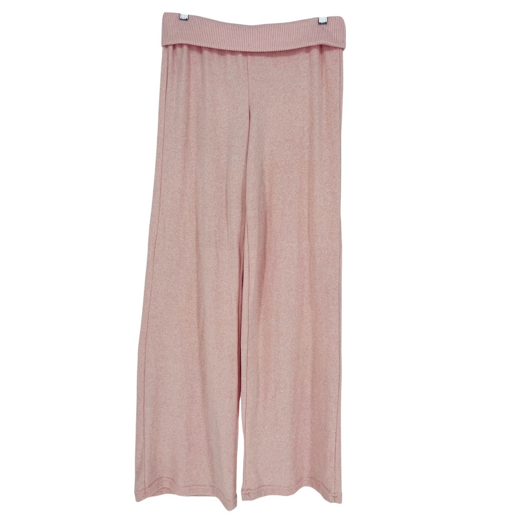 Shosho Pink Lounge Pants Soft Ribbed Waist Stretch Wide Leg Pajama Size Large